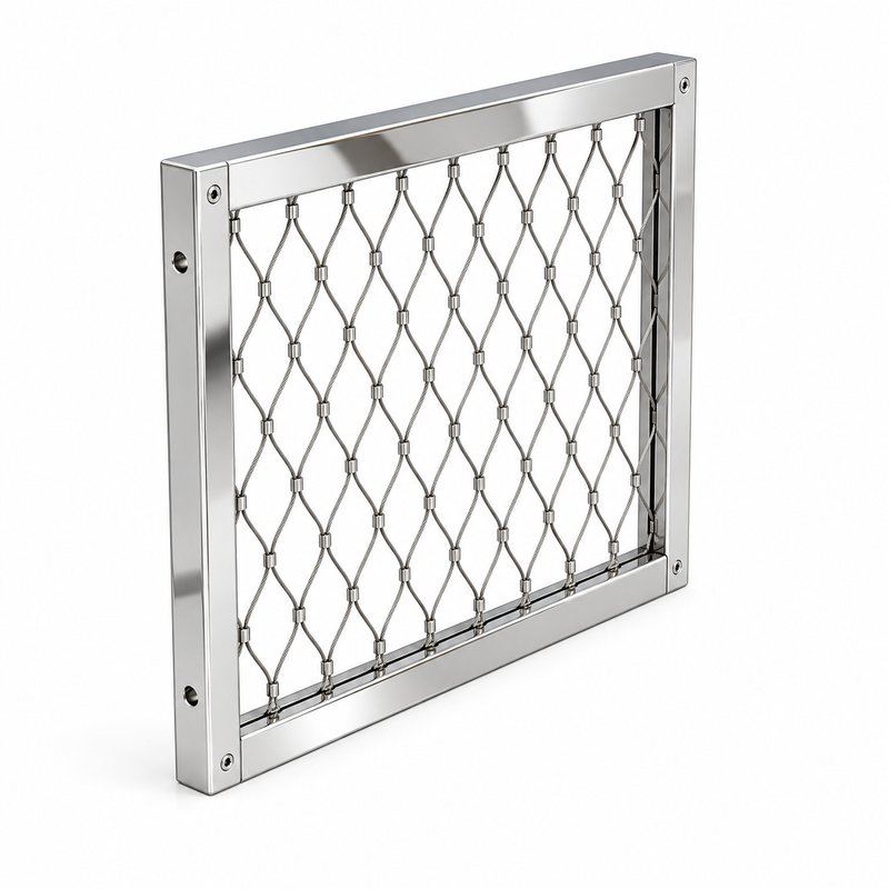 Elongated Diamond Mesh Panel — Polished silver appearance