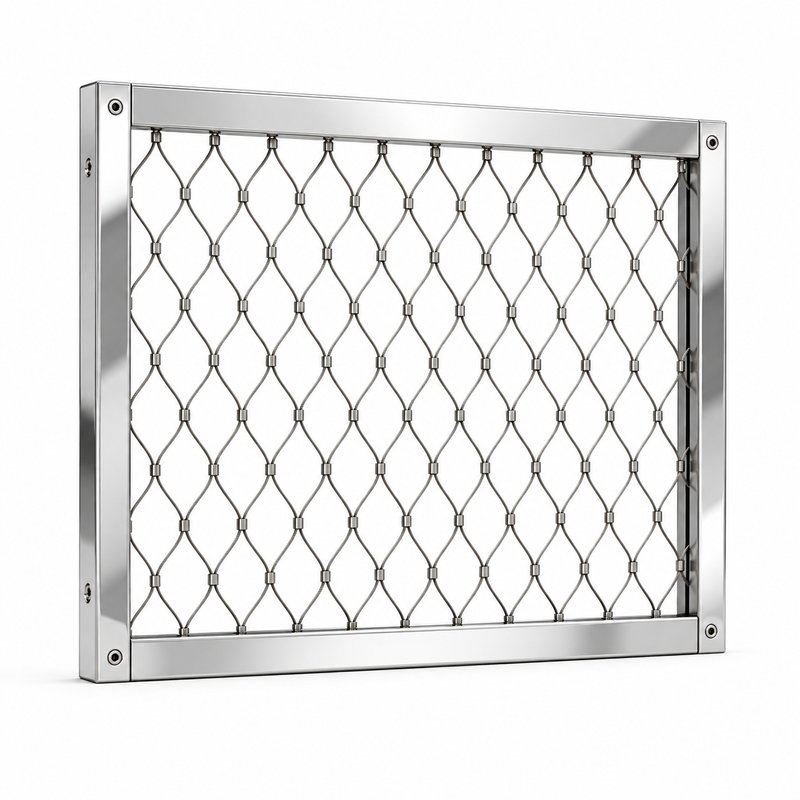 Elongated Diamond Mesh Panel — Polished silver appearance