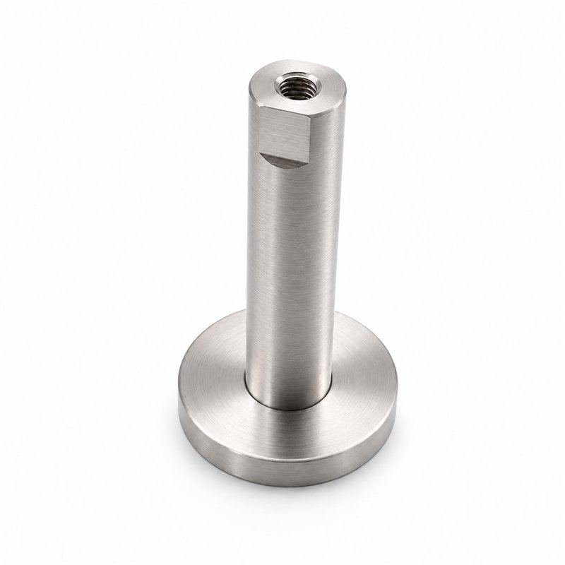 Female Threaded Standoff Foot — Fine brushed silver appearance