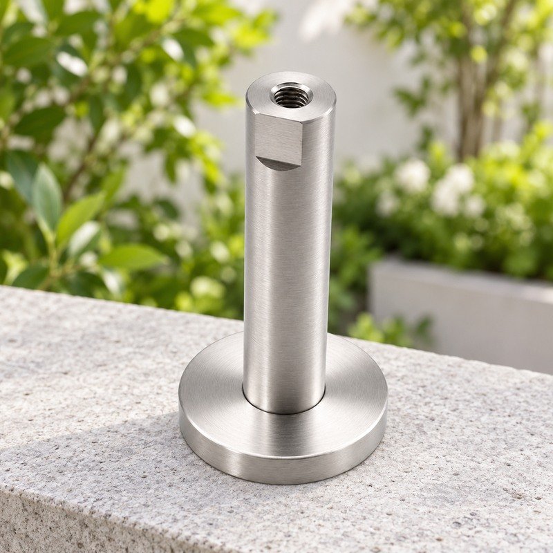 Female Threaded Standoff Foot — Fine brushed silver appearance