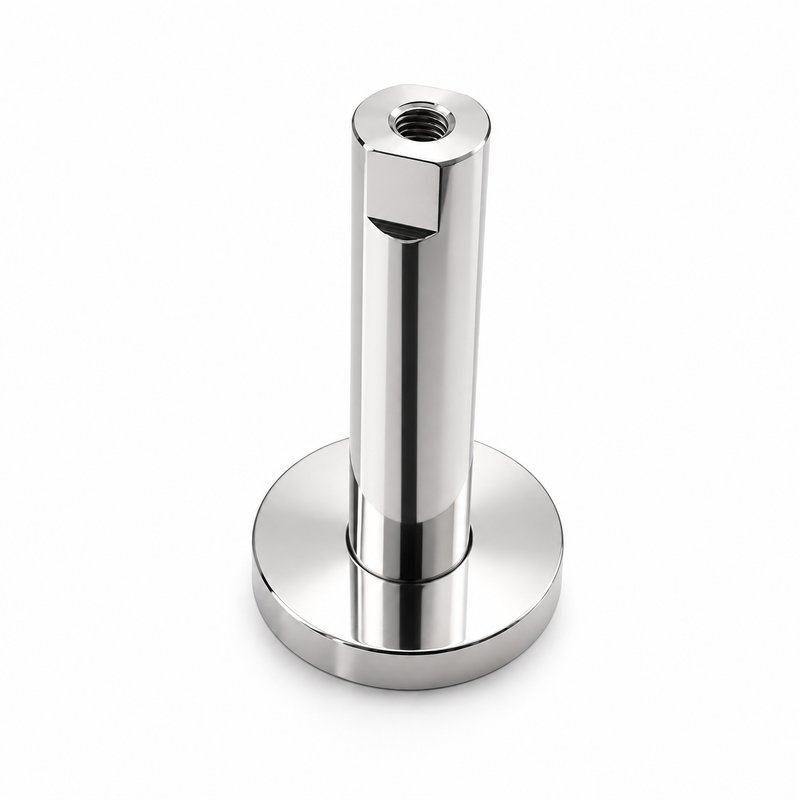 Female Threaded Standoff Foot — Polished silver appearance