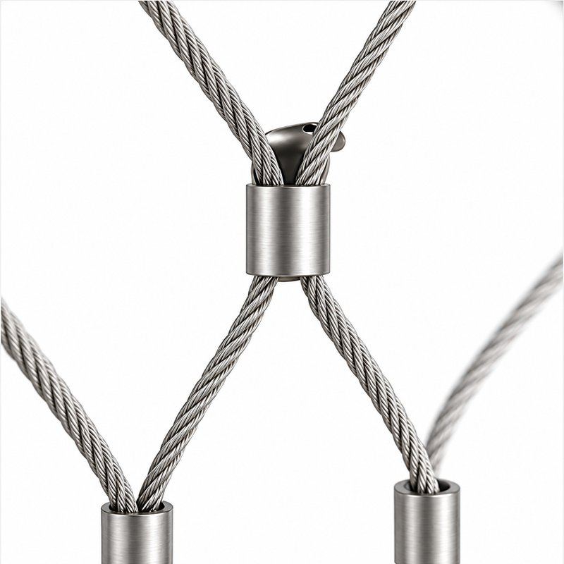 Ferruled Cable Mesh Frame — Fine brushed silver appearance