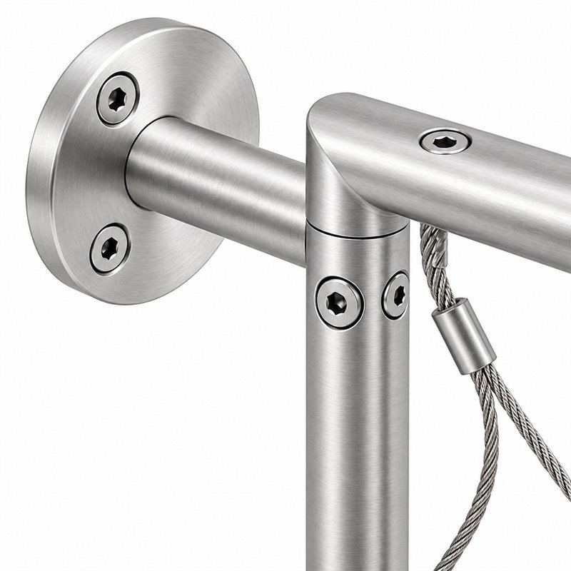 Ferruled Cable Mesh Frame — Fine brushed silver appearance