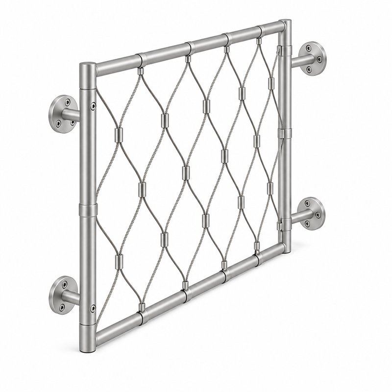 Ferruled Cable Mesh Frame — Matte silver appearance