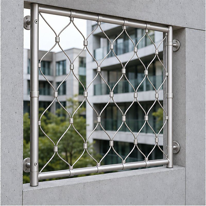 Ferruled Cable Mesh Frame — Matte silver appearance