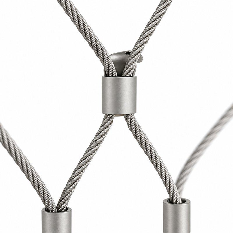 Ferruled Cable Mesh Frame — Matte silver appearance