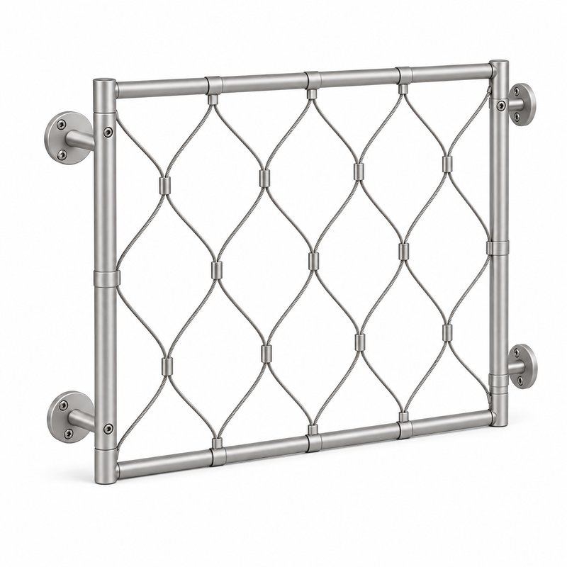 Ferruled Cable Mesh Frame — Matte silver appearance