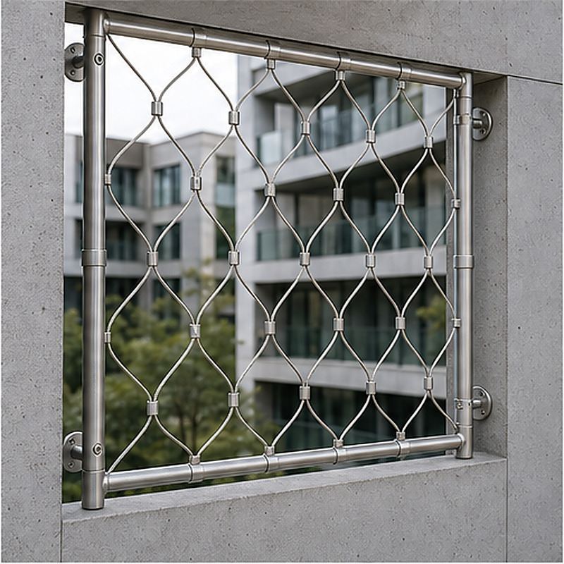 Ferruled Cable Mesh Frame — Silver appearance