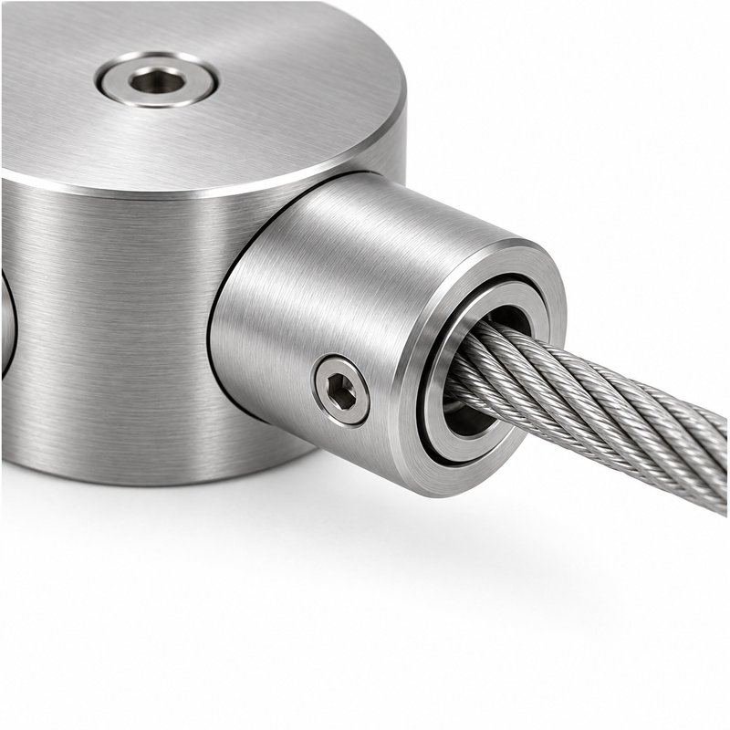 Four Way Cable Cross Connector — Fine brushed silver appearance