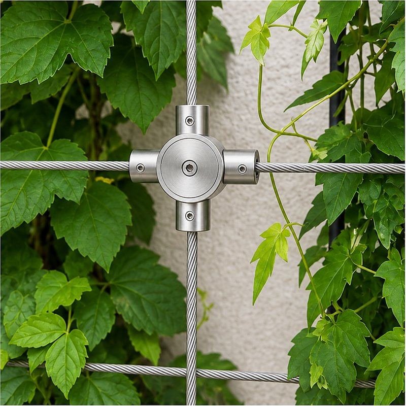 Four Way Cable Cross Connector — Fine brushed silver appearance