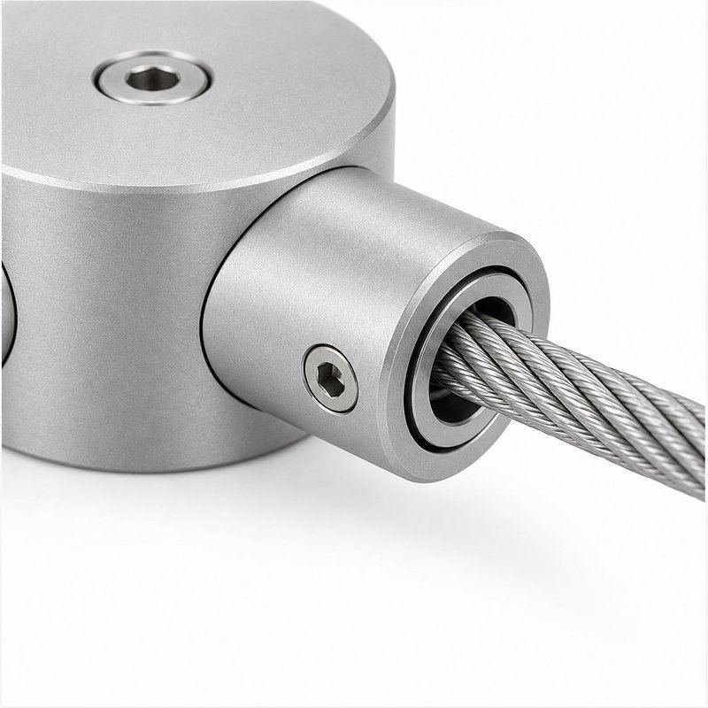 Four Way Cable Cross Connector — Matte silver appearance