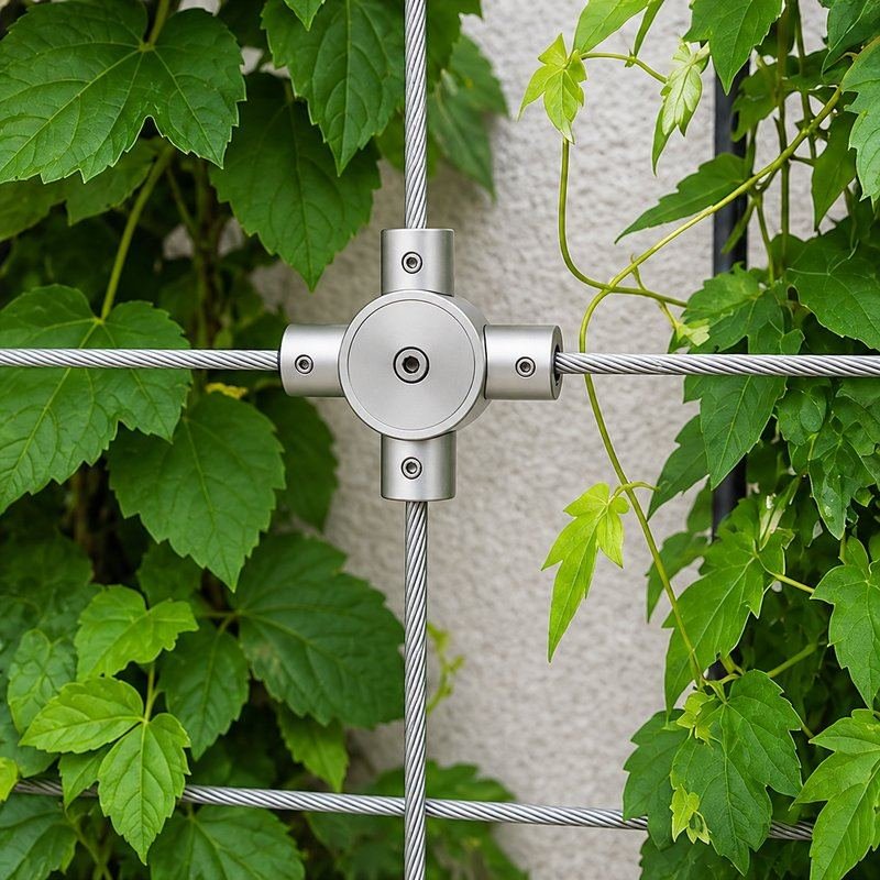 Four Way Cable Cross Connector — Matte silver appearance