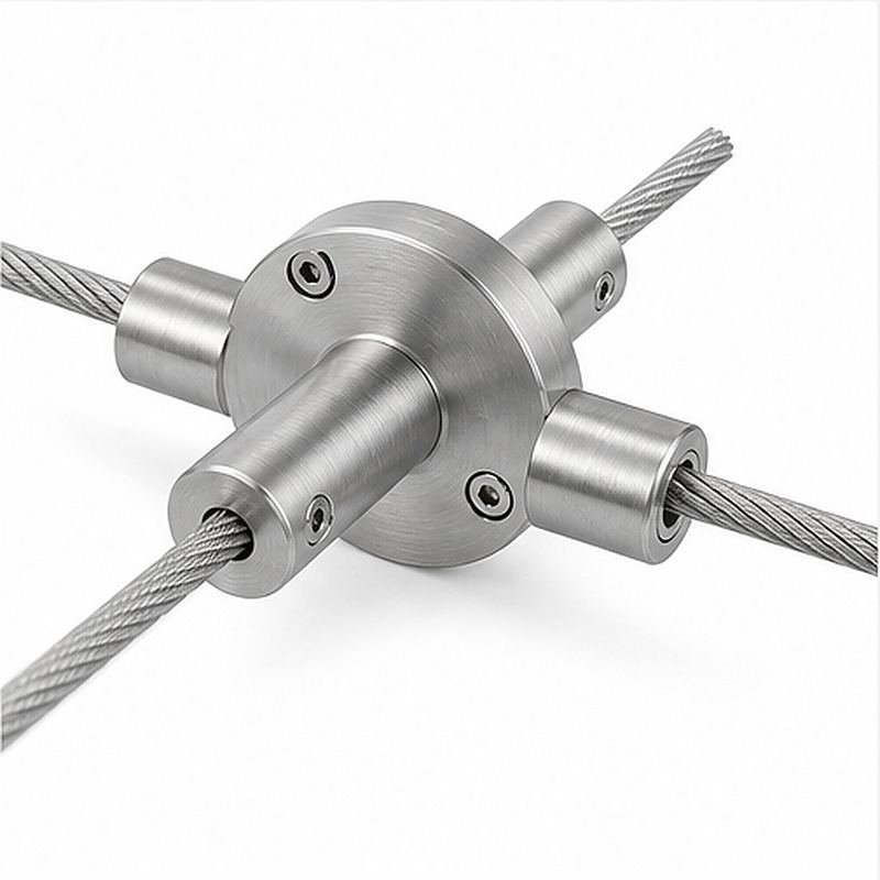 Four Way Cable Cross Connector — Silver appearance