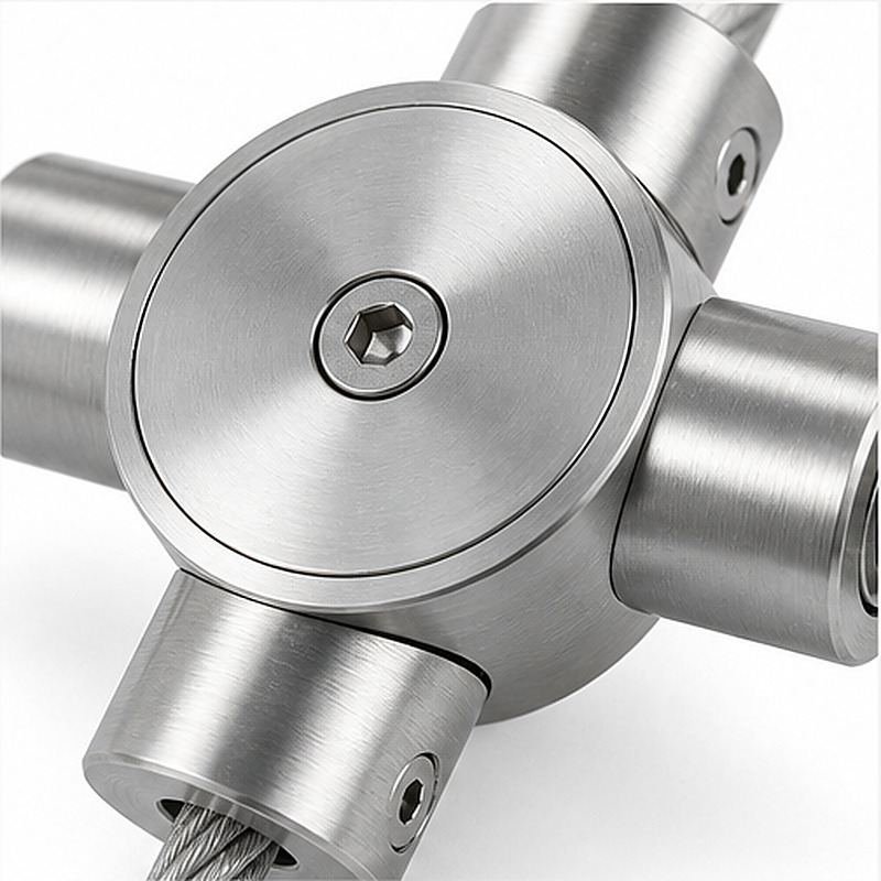 Four Way Cable Cross Connector — Silver appearance