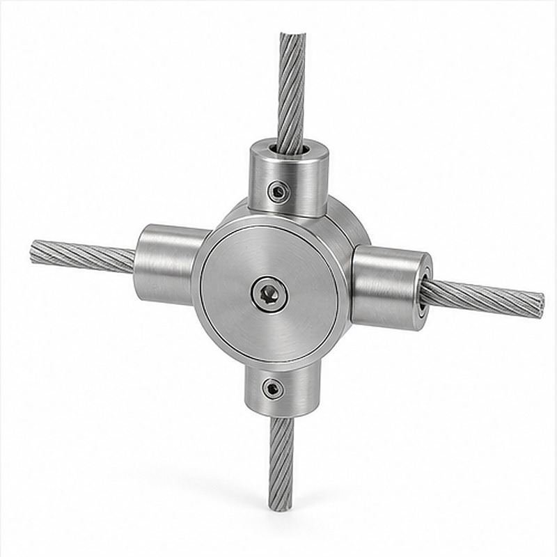 Four Way Cable Cross Connector — Silver appearance