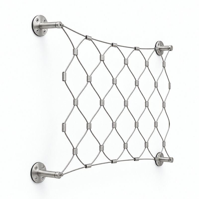 Frameless Diamond Cable Trellis — Fine brushed silver appearance