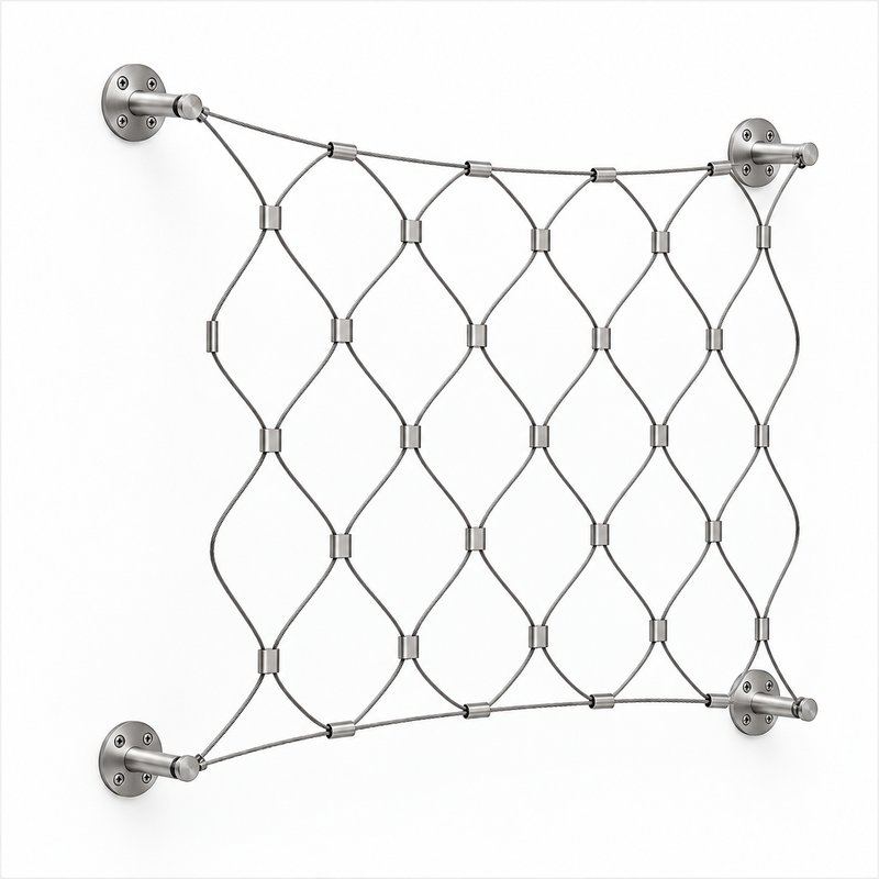 Frameless Diamond Cable Trellis — Fine brushed silver appearance