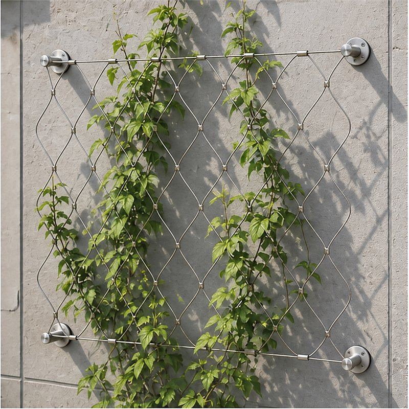 Frameless Diamond Cable Trellis — Fine brushed silver appearance