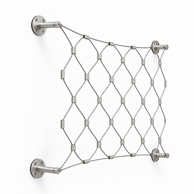 Frameless Diamond Cable Trellis — Matte silver appearance