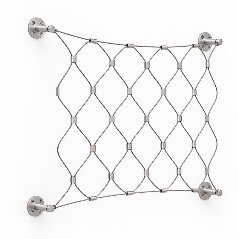 Frameless Diamond Cable Trellis — Matte silver appearance