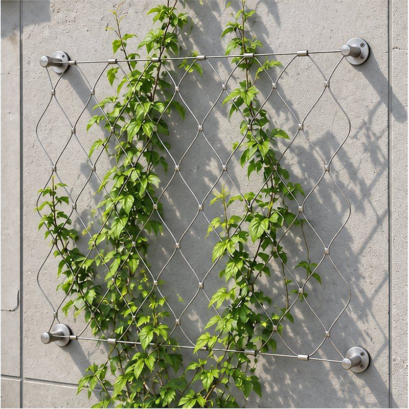 Frameless Diamond Cable Trellis — Matte silver appearance
