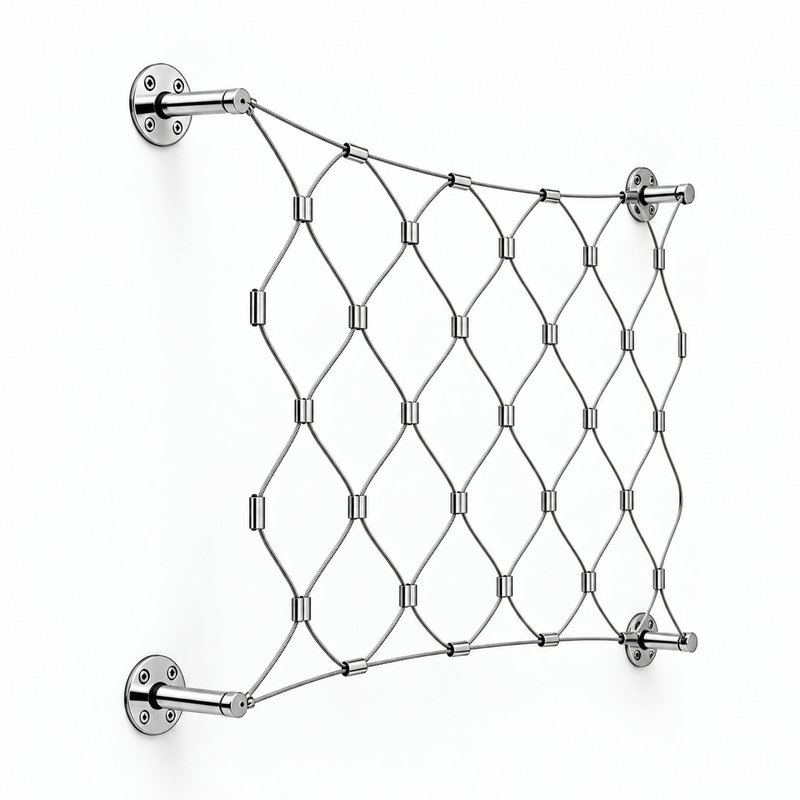 Frameless Diamond Cable Trellis — Polished silver appearance