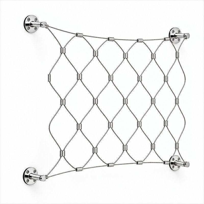 Frameless Diamond Cable Trellis — Polished silver appearance
