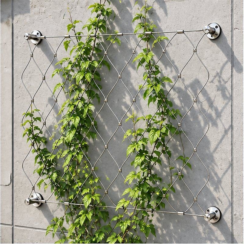 Frameless Diamond Cable Trellis — Polished silver appearance