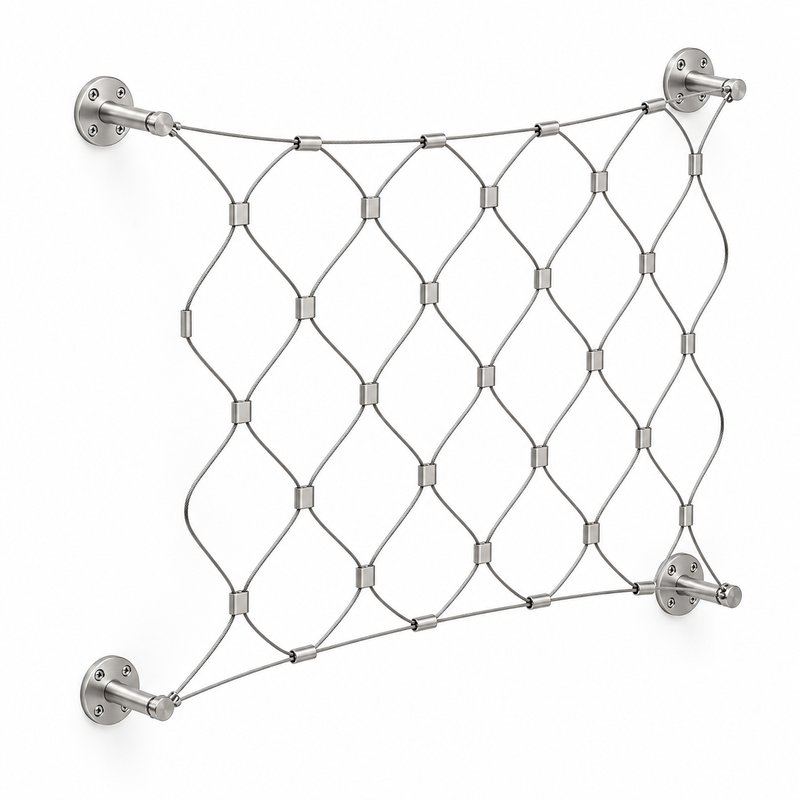 Frameless Diamond Cable Trellis — Satin silver appearance