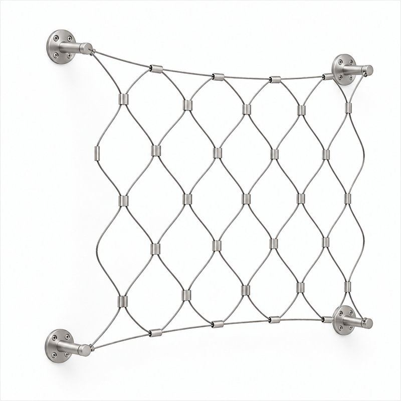 Frameless Diamond Cable Trellis — Satin silver appearance