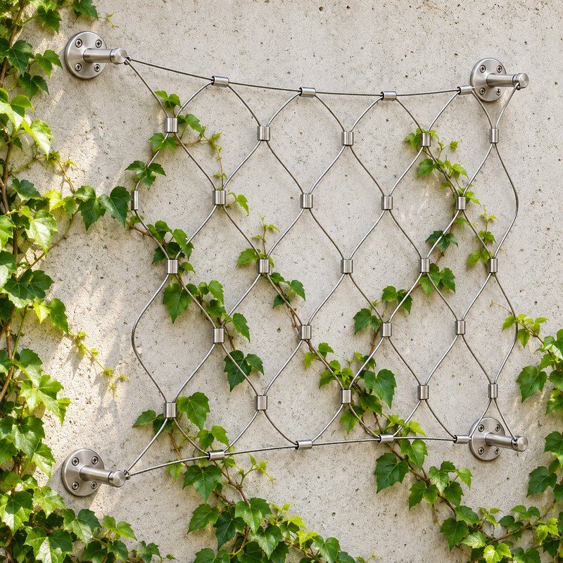 Frameless Diamond Cable Trellis — Satin silver appearance