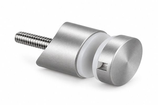 Matte Silver Stepped-cap Cylindrical Glass Standoff - catalogue reference