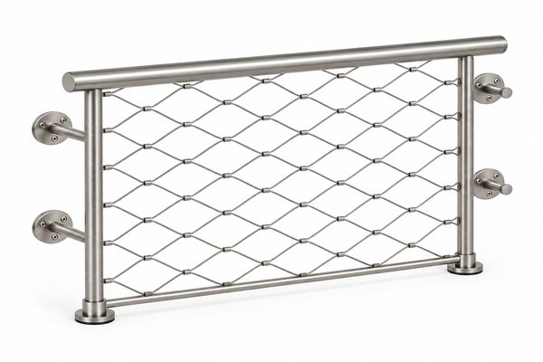 Tubular Rail Cable Mesh Panel — Matte silver appearance - alternate view