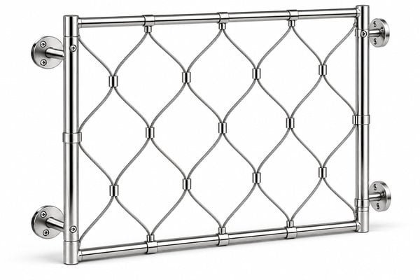 Ferruled Cable Mesh Frame — Polished silver appearance - product reference