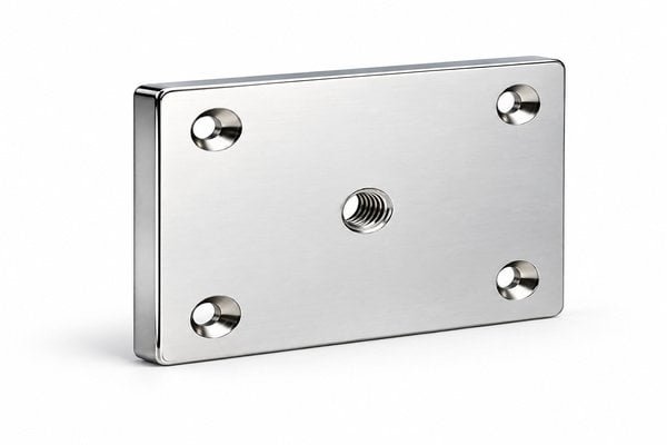 Rectangular Threaded Mounting Plate — Polished silver appearance - product reference