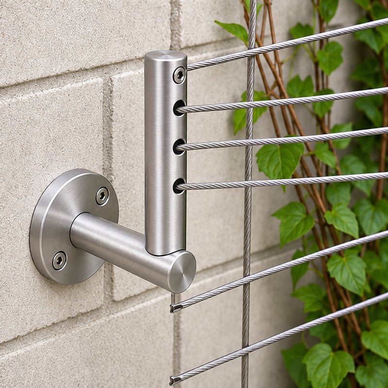 L Shaped Cable Trellis Bracket — Fine brushed silver appearance