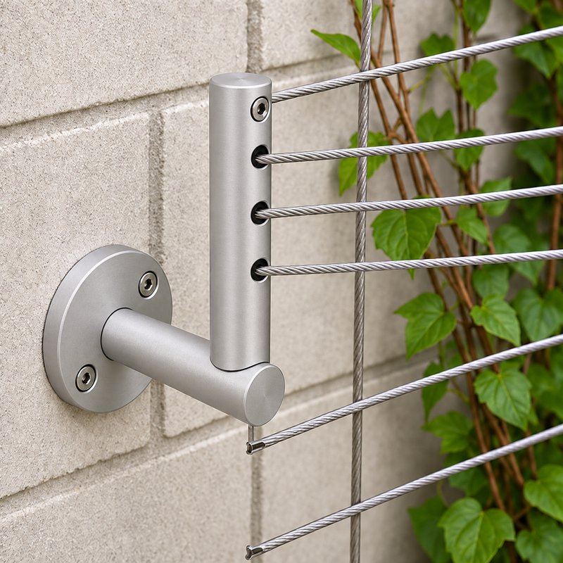 L Shaped Cable Trellis Bracket — Matte silver appearance