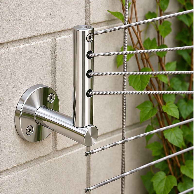 L Shaped Cable Trellis Bracket — Polished silver appearance