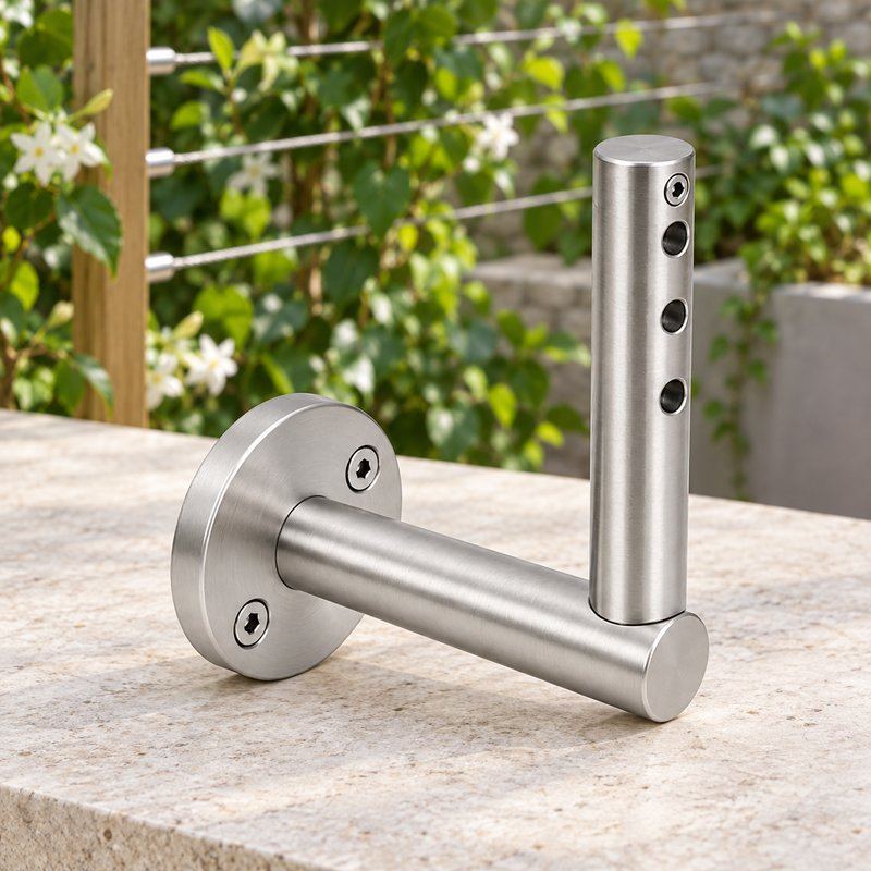 L Shaped Cable Trellis Bracket — Satin silver appearance