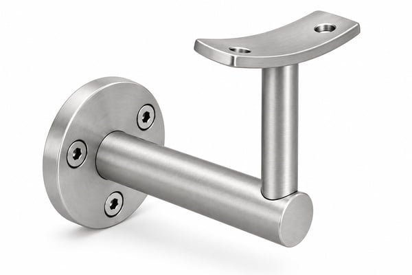 Curved Saddle Wall Handrail Bracket — Matte silver appearance concept - alternate view