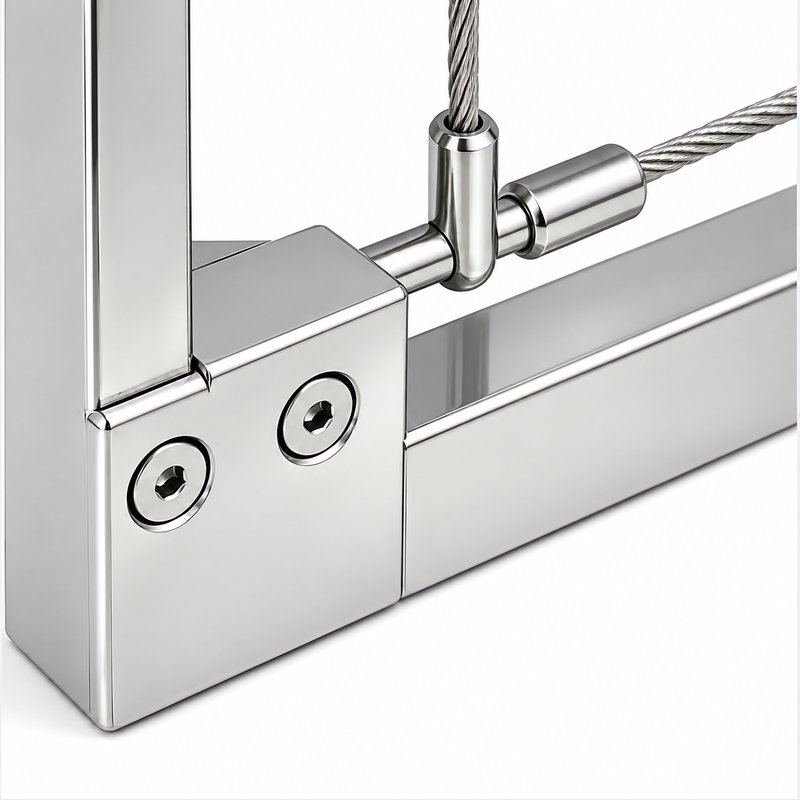 Perimeter Tensioned Cable Net Panel — Polished silver appearance
