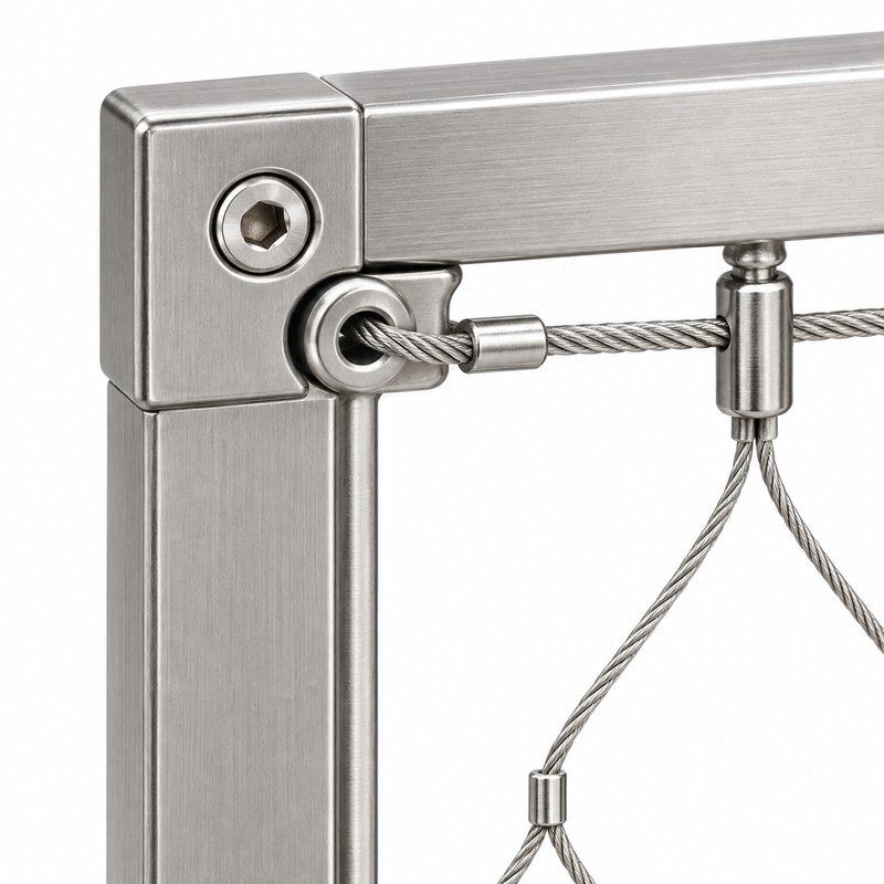 Perimeter Tensioned Cable Net Panel — Satin silver appearance