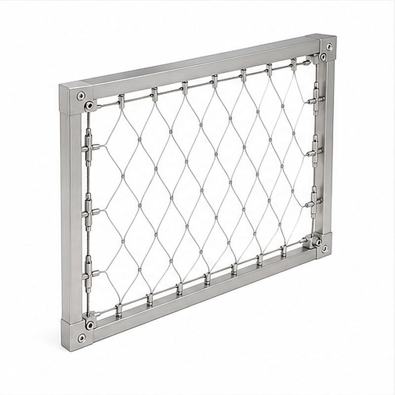 Perimeter Tensioned Cable Net Panel — Silver appearance
