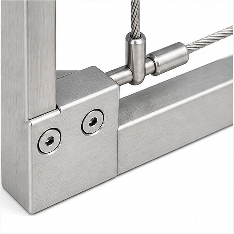 Perimeter Tensioned Cable Net Panel — Silver appearance