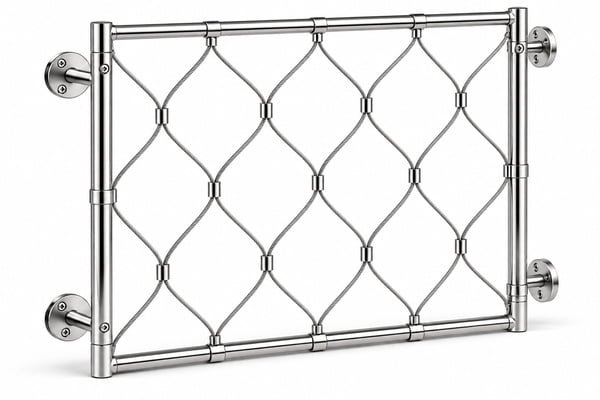 Ferruled Cable Mesh Frame — Polished silver appearance - product reference