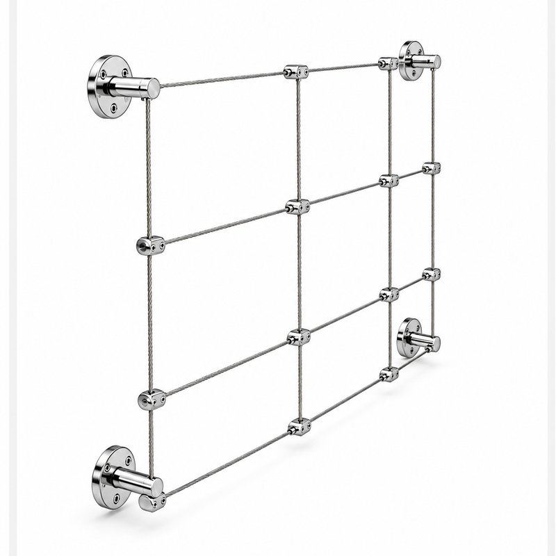 Rectangular Cable Trellis Kit — Polished silver appearance