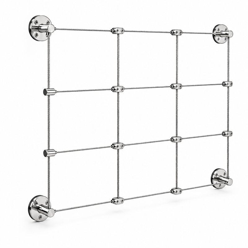 Rectangular Cable Trellis Kit — Polished silver appearance