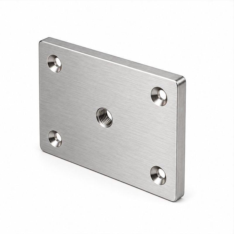 Rectangular Threaded Mounting Plate — Fine brushed silver appearance