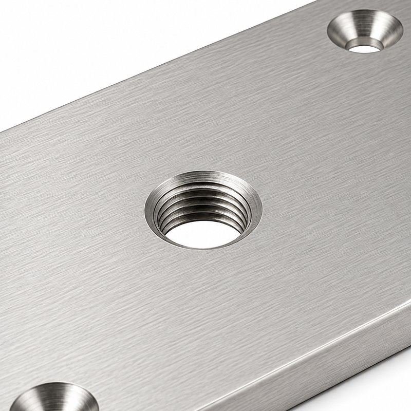 Rectangular Threaded Mounting Plate — Fine brushed silver appearance