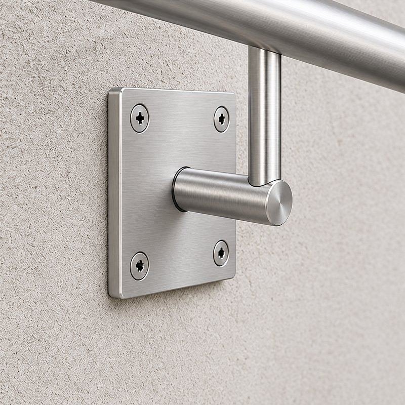 Rectangular Threaded Mounting Plate — Fine brushed silver appearance